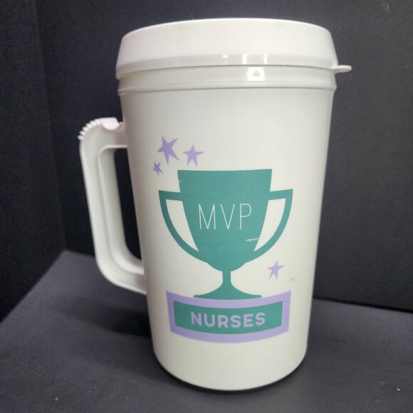 MVP NURSES Insulated Hot or Cold Travel Mug Cup 34 oz White with Lid - Picture 1 of 10